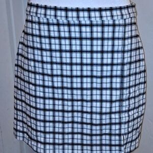 Hollister Black and White Plaid Mini Skirt Size Large Small Slit Zipper Back Y2K